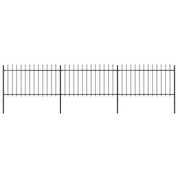 Gard de grădină cu vârf suliță negru 51 x 1 m oțel