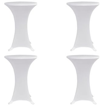 Husă de masă cu picior Ø70 cm 4 buc. alb elastic