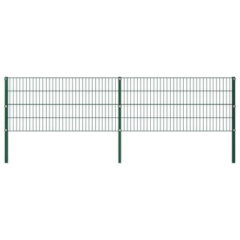 Panou de gard cu stâlpi verde 34 x 08 m fier