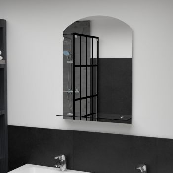 Oglindă de perete cu raft 50 x 70 cm sticlă securizată