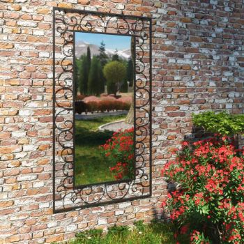 Oglindă de perete de grădină dreptunghiulară 60x110 cm negru