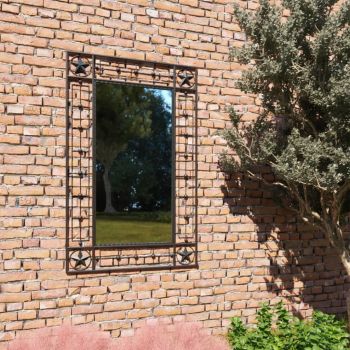 Oglindă de perete de grădină negru 50x80 cm dreptunghiular