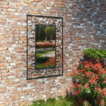 Oglindă de perete de grădină negru 50x80 cm dreptunghiular