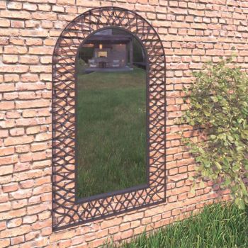 Oglindă de perete de grădină negru 60 x 110 cm arcuită