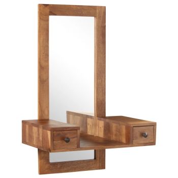 Oglindă cosmetică cu 2 sertare lemn masiv de sheesham