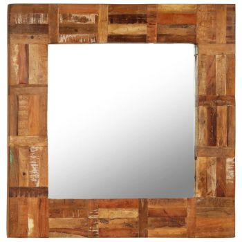 Oglindă de perete lemn masiv reciclat 60 x 60 cm