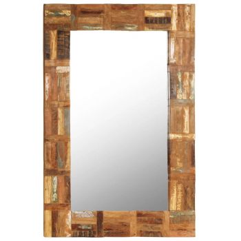 Oglindă de perete lemn masiv reciclat 60 x 90 cm