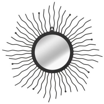 Oglindă de perete negru 60 cm raze de soare