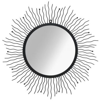 Oglindă de perete negru 80 cm raze de soare