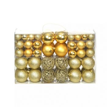 Set globuri de Crăciun 100 de piese 6 cm auriu