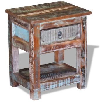 Masă laterală cu un sertar din lemn solid de mango 43 x 33 x 51 cm