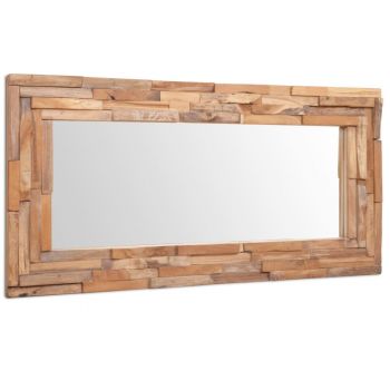 Oglindă decorativă din lemn de tec 120 x 60 cm dreptunghiular