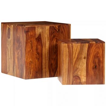 Set masă de cafea 2 piese lemn masiv de sheesham 40x40x40 cm