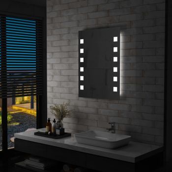 Oglindă cu LED de perete pentru baie 60 x 80 cm