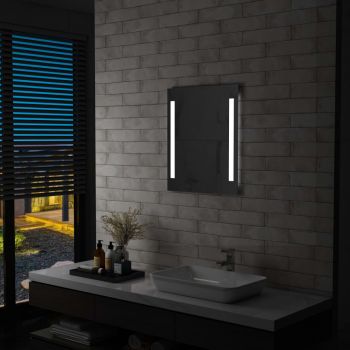 Oglindă cu LED de perete pentru baie cu raft 50 x 70 cm
