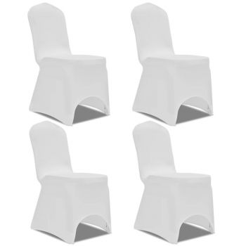 Husă elastică pentru scaun alb 4 buc.