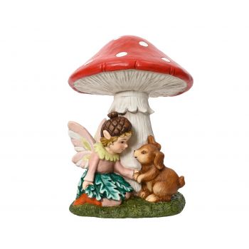 Decoratiune Elf under mushroom, Decoris, 29.5x26.5x40 cm, polimagneziu, multicolor