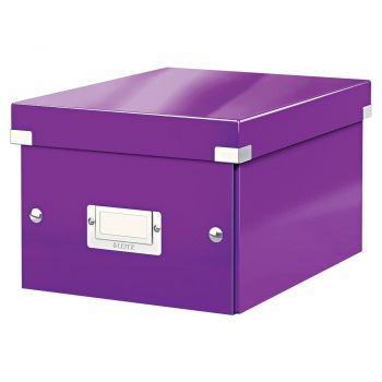 Cutie de depozitare mov din carton cu capac 22x28x16 cm Click&Store – Leitz