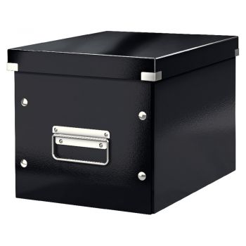 Cutie de depozitare neagră din carton cu capac 26x26x24 cm Click&Store – Leitz