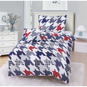 Lenjerie de pat din microsatin roșu-albastru pentru pat de o persoană cu 3 piese 140x200 cm James – My House ieftina