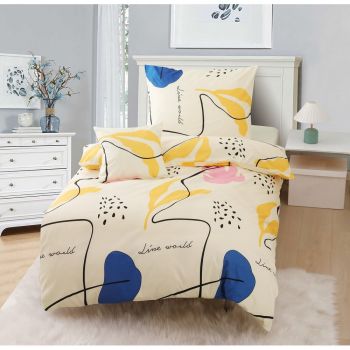 Lenjerie de pat din microsatin galbenă pentru pat de o persoană cu 3 piese 140x200 cm Sophia – My House ieftina