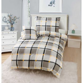 Lenjerie de pat din microsatin maro-crem pentru pat de o persoană cu 3 piese 140x200 cm Henry – My House ieftina