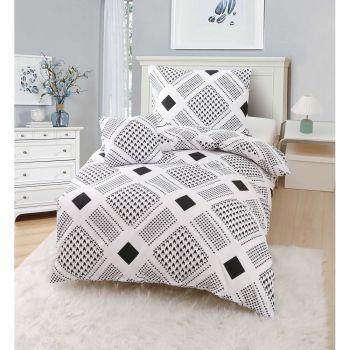 Lenjerie de pat din microsatin alb-negru pentru pat de o persoană cu 3 piese 140x200 cm Roberto – My House ieftina