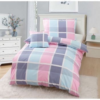 Lenjerie de pat din microsatin roz-mov pentru pat de o persoană cu 3 piese 140x200 cm Logan – My House ieftina