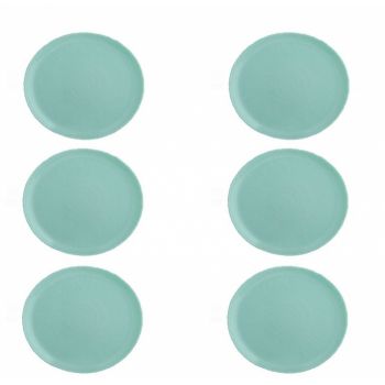 Set servire format din 6 farfurii cu bordura ondulata, Opal, Turcoaz, 26 cm, 260 ml