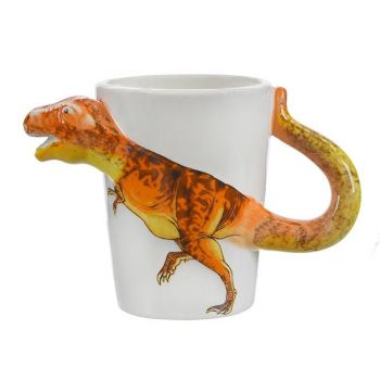 Cana Dinozaur 3D pentru copii,Ceramica,Alb,375 ml
