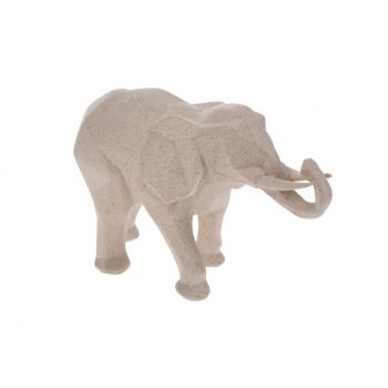 Decoratiune Elephant Geometric, 25x9x15 cm, polistone, crem