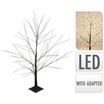 Decoratiune luminoasa Tree, H120 cm, metal/plastic, negru