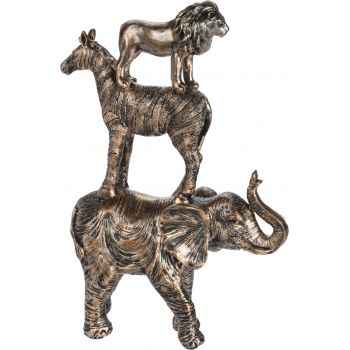 Decoratiune Wild animals, 18x6x27 cm, poliston, auriu