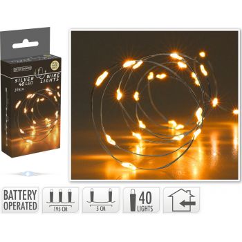 Instalatie Silverwire LED, 40 LED-uri, 195 cm, lumina calda