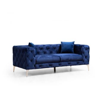 Canapea albastruînchis cu tapițerie din catifea 197 cm Como – Artie