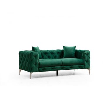 Canapea verde-închis cu tapițerie din catifea 197 cm Como – Artie