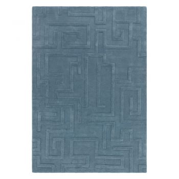 Covor albastru din lână 160x230 cm Maze – Asiatic Carpets