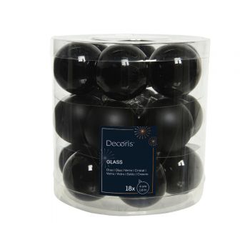 Cutie cu 18 globuri asortate Baubles, Decoris, Ø4 cm, sticla, negru
