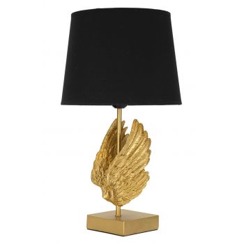 Lampa de masa, Wings, Mauro Ferretti, 1 x E27, 40W, Ø25 x 45 cm, fier/polirasina/textil, auriu/negru