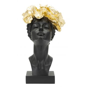 Statueta decorativa, Woman With Butterfly, Mauro Ferretti, 21 x 20 x 36.5 cm, polirasina, negru/auriu