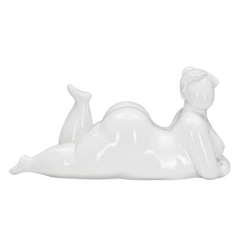 Statueta decorativa, Woman Yoga Relax, Mauro Ferretti, 32 x 16 x 16 cm, polirasina, alb