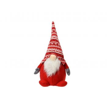 Decoratiune Gnome w stipe pattern hat, Decoris, 14x12x30 cm, poliester, multicolor