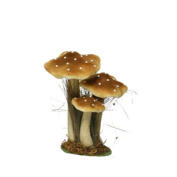 Decoratiune Mushroom, Decoris, 14x18x26 cm, poliester, mustar