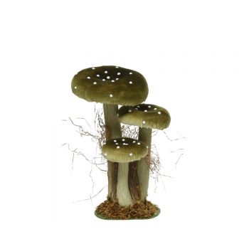 Decoratiune Mushroom, Decoris, 14x18x26 cm, poliester, verde
