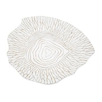 Platou decorativ, Bliss, Mauro Ferretti, 37 x 34 x 6 cm, polirasina, alb antic