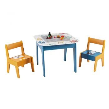 Set masuta cu placa pentru LEGO si 2 scaunele din lemn Ginger Home Ghosts