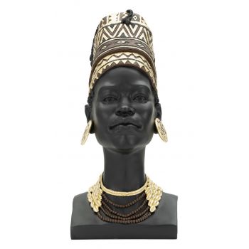 Statueta decorativa, Massai Woman, Mauro Ferretti, 21.5 x 27.5 x 45 cm, polirasina, negru/multicolor