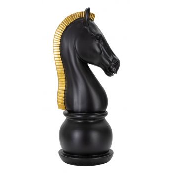 Statueta decorativa / Piesa de sah Cal, Black Horse, Mauro Ferretti, Ø18.5 x 50 cm, polirasina, negru/auriu