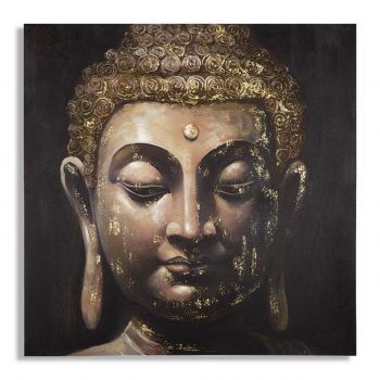 Tablou decorativ, Buddha -B, Mauro Ferretti, 100 x 100 cm, canvas imprimat si pictat/lemn de pin, multicolor