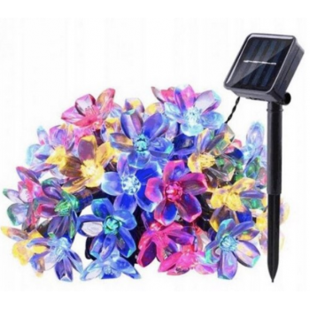 Instalatie solara flori de cires RGB cu 50 led-uri multicolor